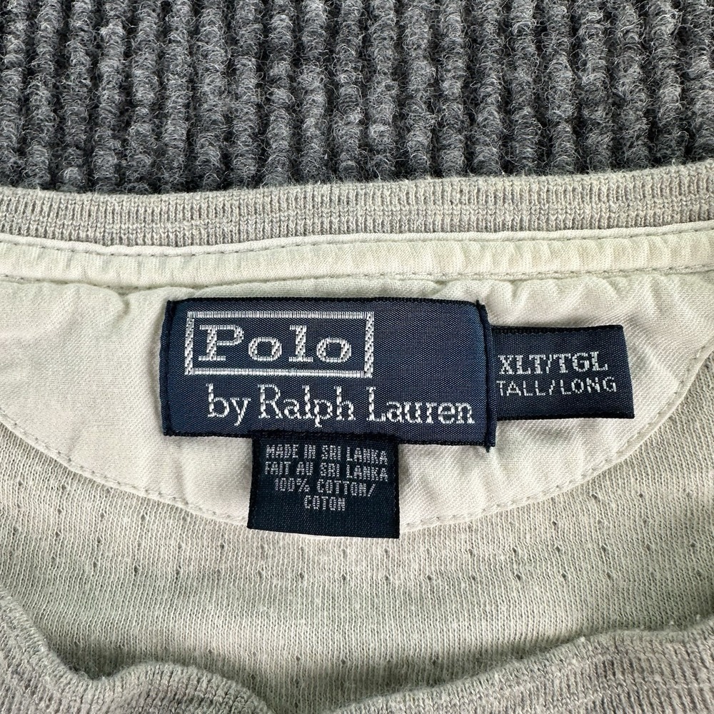 Vintage Polo Ralph Lauren Shirt Men Extra Large Tall Heather Gray Button Work - Picture 2 of 7